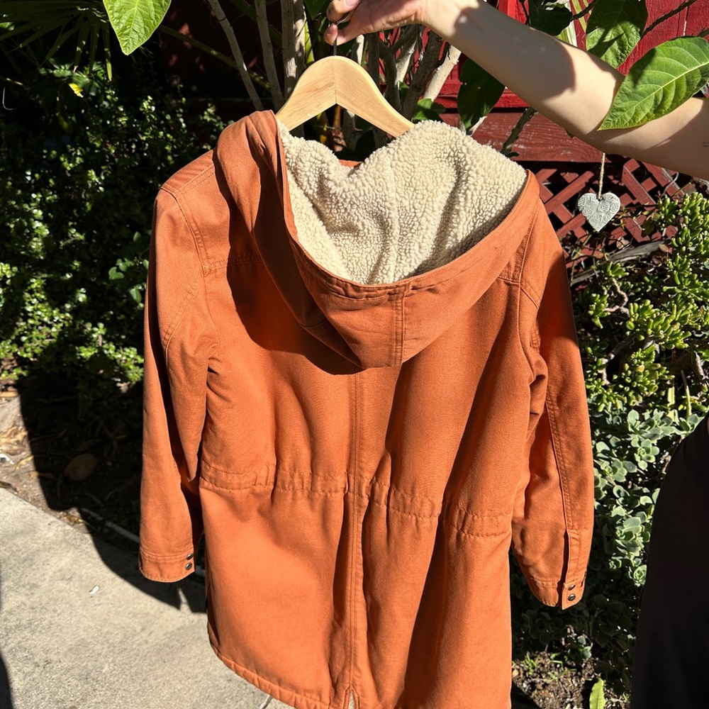 Patagonia Women's Prairie Dawn Sherpa Parka, Rust orange Parka Jacket, M - Picture 3 of 7